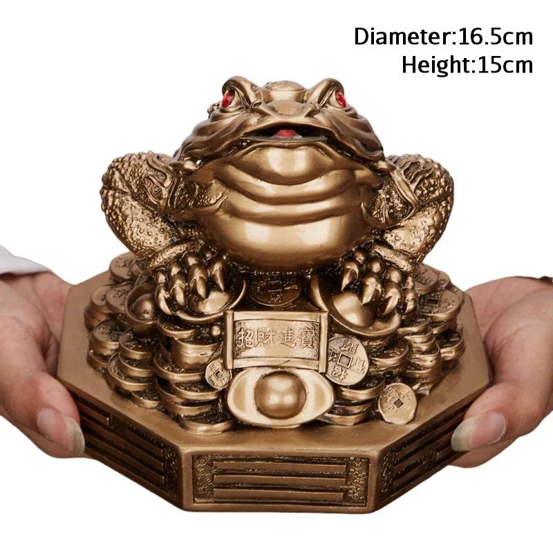 Chinese Style Feng Shui Golden Toad with Movable Coin In Mouth Wealth Fortune Ornament Richness Figurine Home Office Desk Decor