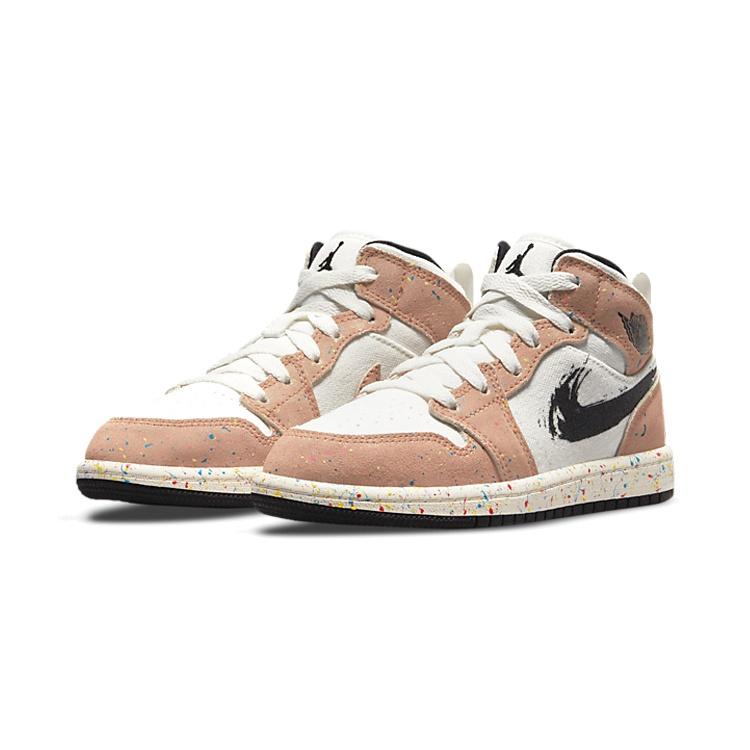 (PS) Air Jordan 1 Mid SE 'Brushstroke Paint Splatter' Kids' DA8007-100