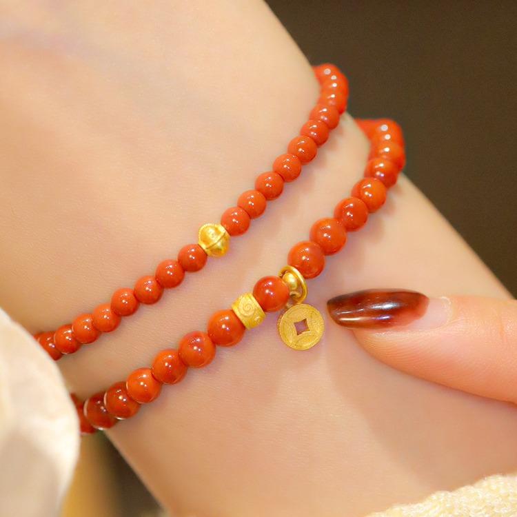 Popular Maple Leaf Flowing Red Southern Red Agate Bracelet Handmade Niche Design Bracelet As a Gift for a Best Friend