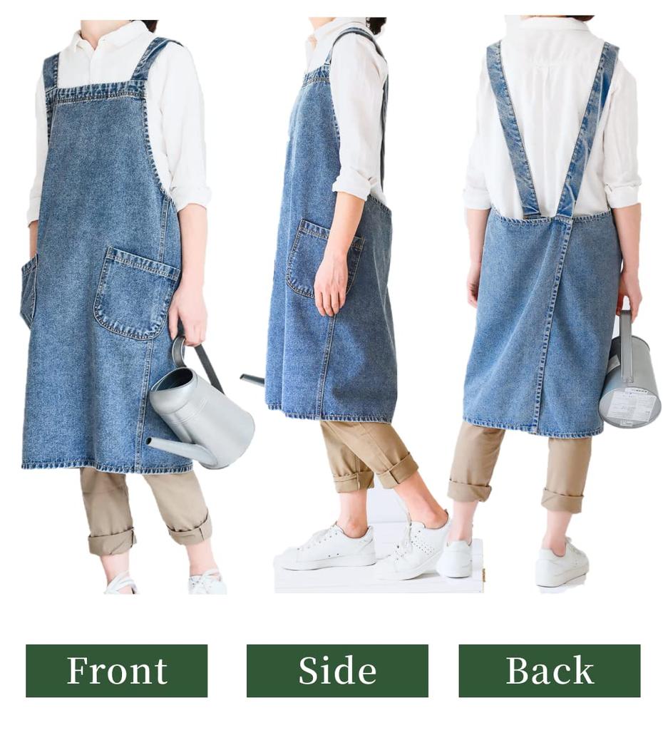 Apron Jeans Fabric Denim for Men and Women for Gardening and Work [Cherry Pick] (dark Blue)