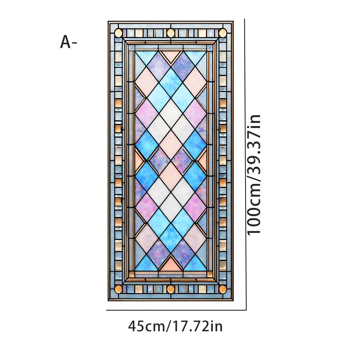 Privacy Window Frosted Film Color Lattice Pattern Anti UV Stained Glass Window Film Glue-Free Static Cling Glass Door Sticker 45x100cm