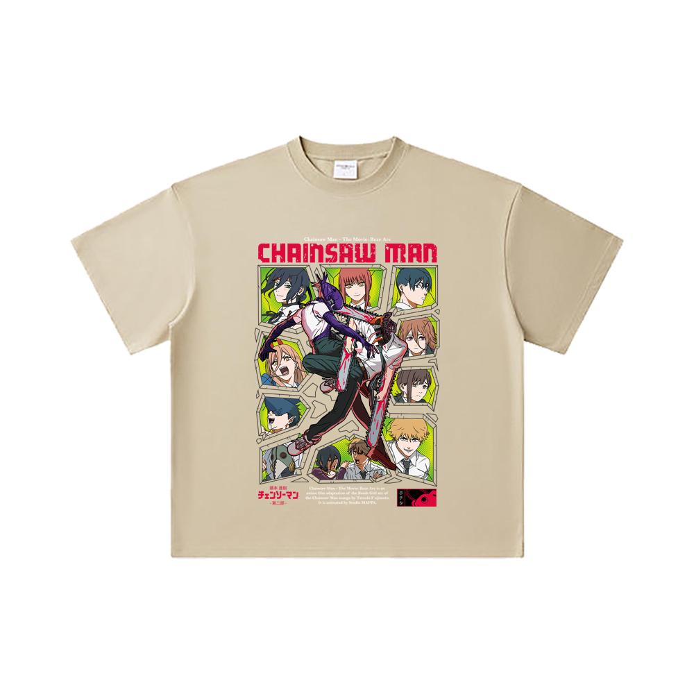 260 GSM Double Yarn 32 Count 100% Cotton Chainsaw Man V17 Reze Arc Print Unisex Heavy Cotton T Shirt