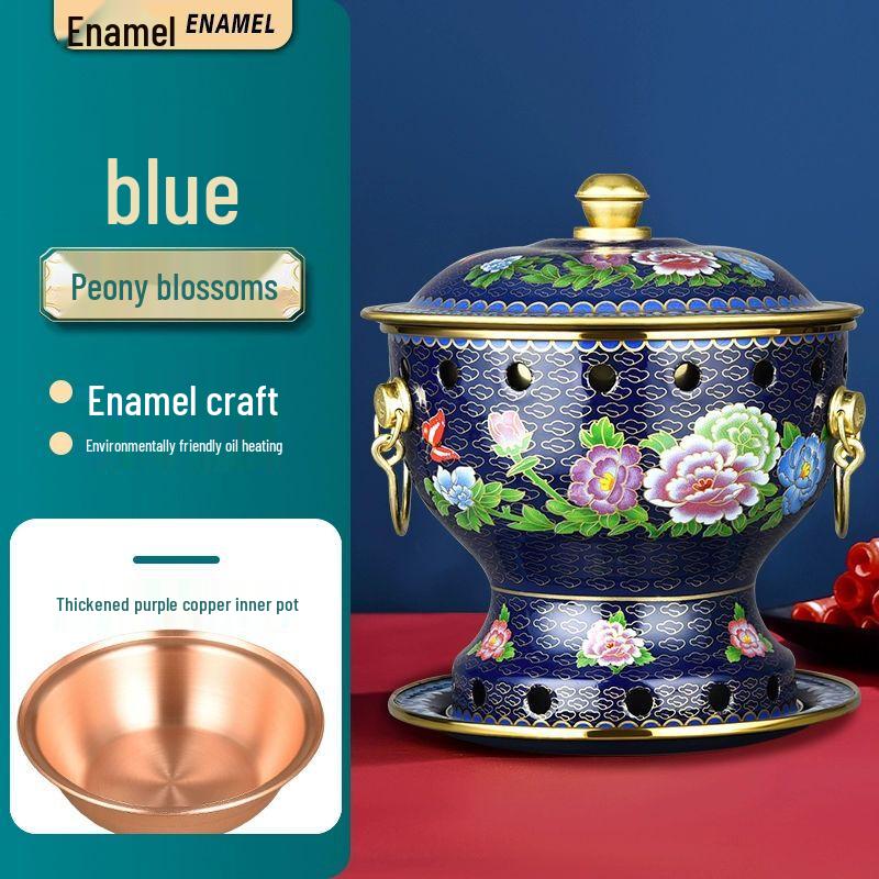 Song Yun Qing Thickened Pure Copper Enamel Alcohol Hot Pot