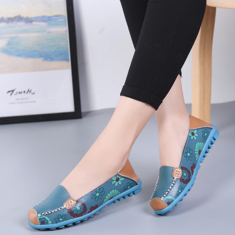 2025 Women's Printed Cowhide Pointed Toe Flats - Comfortable Casual Nursing Shoes