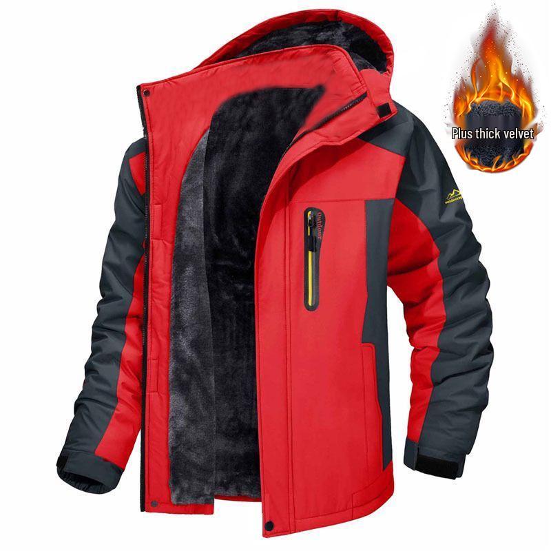 Men's Plus Velvet Thickened Mid-Length Winter Windbreaker with Custom Logo