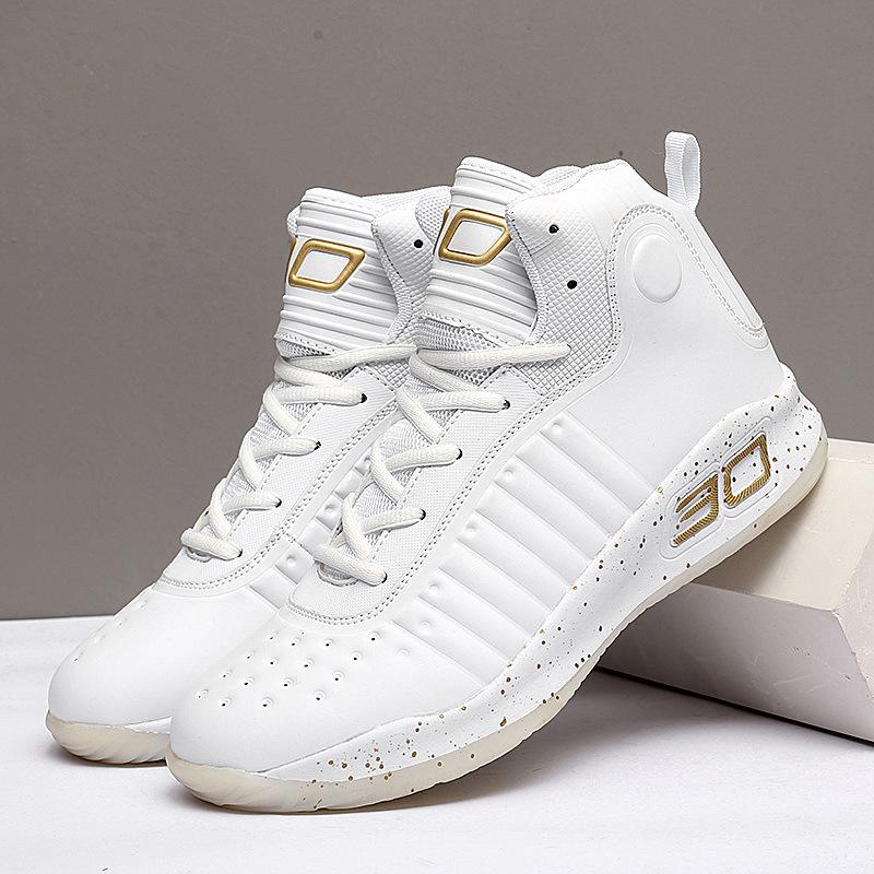White sneakers autumn new high-top basketball shoes large-size sports competition boots student 36