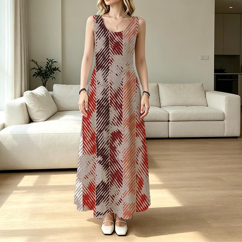Women's Sleeveless Striped Maxi Dress Elegant Flowy Fashion Dress for Beach Vacation,Daily Wear,Holiday & Travel Photos
