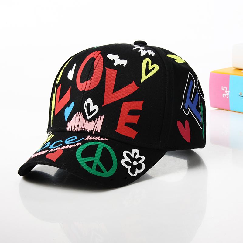 Fashion cotton Graffiti boy girl Baseball caps Children Printed snapback hat Kids Popular hip hop hat Cap hot sell