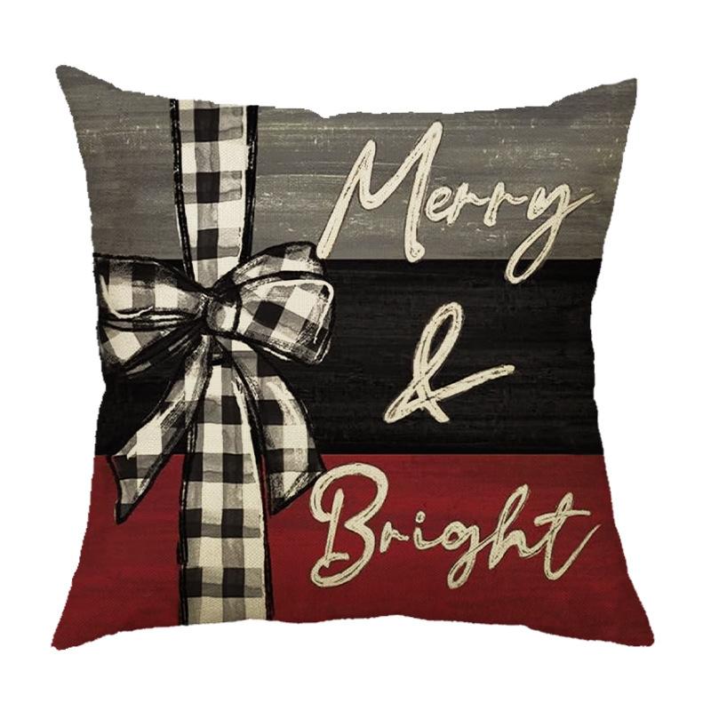 Christmas Pillow Cover Linen Printed Home Sofa Cushion Cover Car Headrest Office Pillowcase Christmas Party Decoration