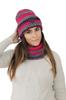 Muscari Winter Hat with Stripes and Sequins, Raspberry Color