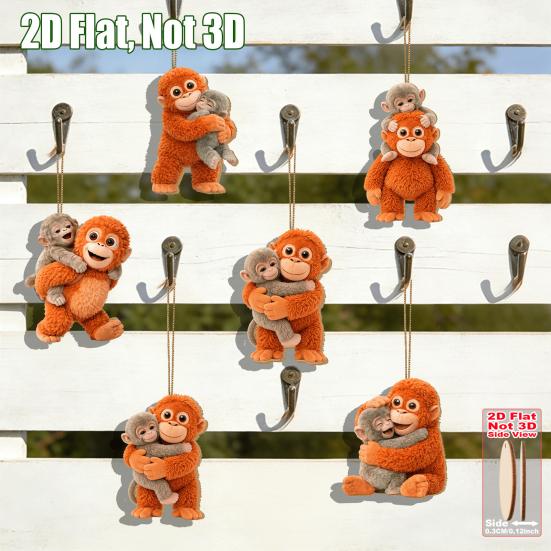 Punch Monkey Plush Pendant 2D Flat Texture Decorative Hanging Pendant Bags Backpacks Cars Wallets