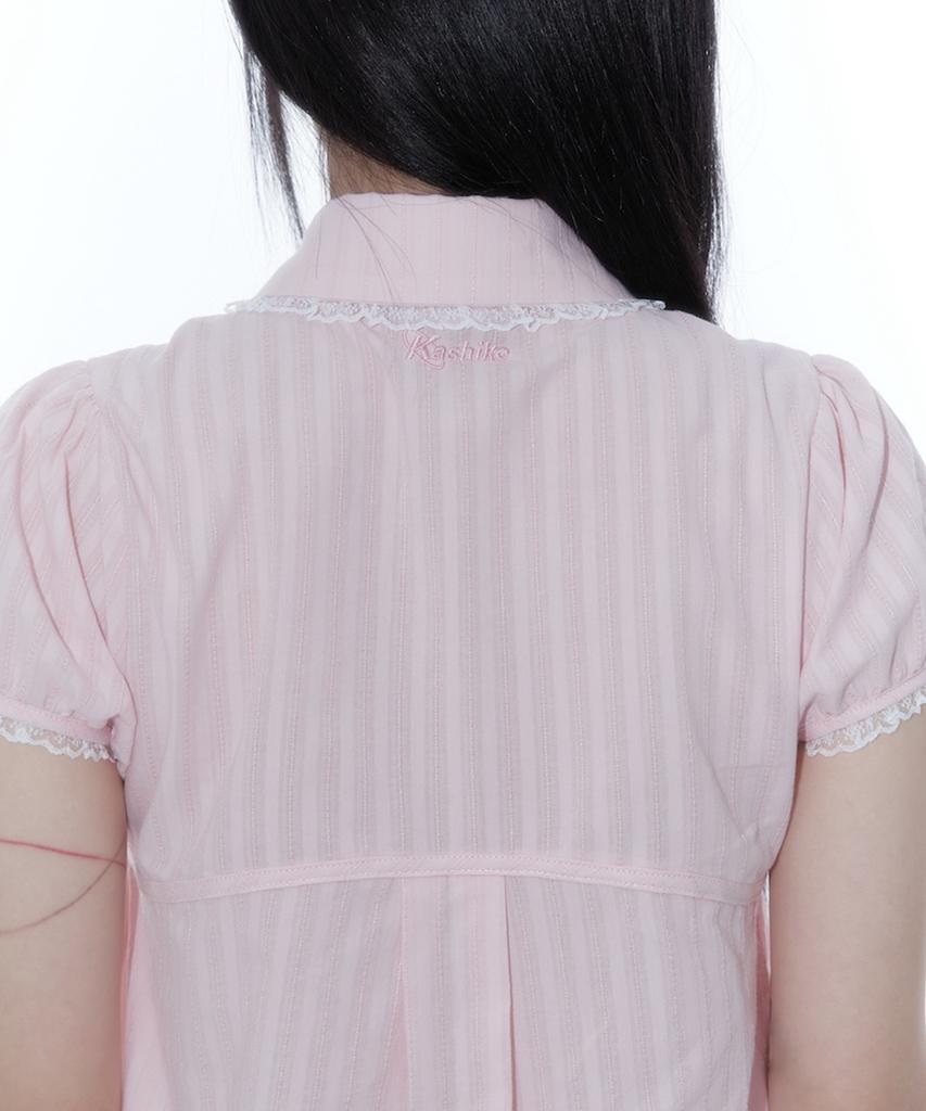 Kasiko Puff Sleeve Lace Shirt Pink