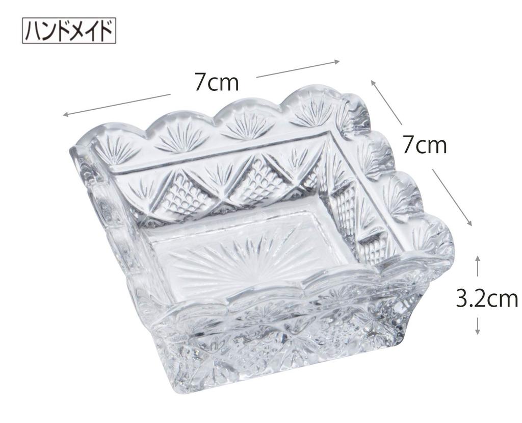 Toyo Sasaki Glass Japanisches Kleines Quadrat Set aus Kleinen Sojasaucen Kleines Quadrat Tiefes Glas Geschirr TS44022 Teller, Schale, Schale, 6, Schale, Teller, Spähend,
