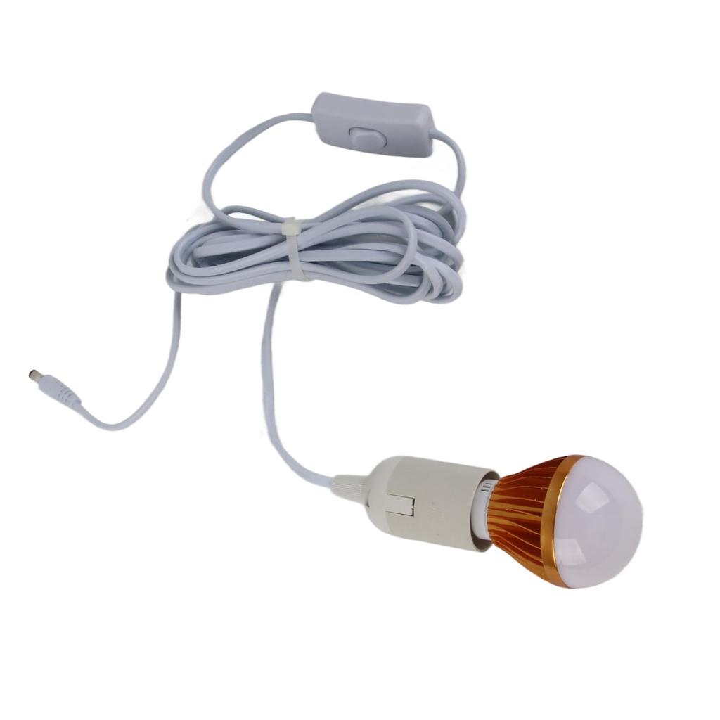 12V LED Bulb E27 Solar Bulb E27 Ball Bulb Spiral LED Solar White Light Camping Tent 12V 5 Watt 3 Meter DC Cable