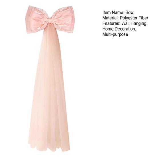 16Pcs/Set Large Bow Kit Giant Pink White Bow with Mini Bows DIY Satin Tulle Bow Wedding Bridal Baby Shower Birthday Party Wall Hanging