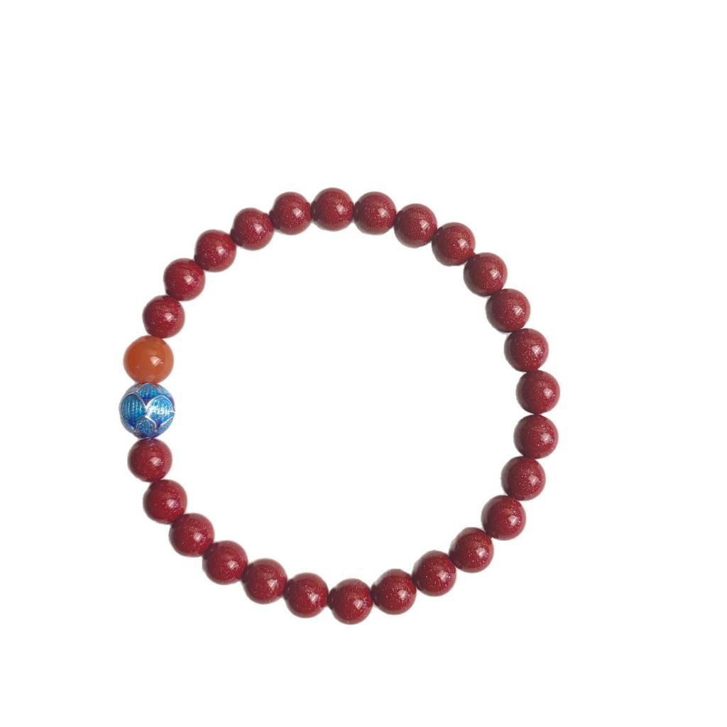 Tri-Color Lotus Bracelet with Faceted Beads: Purple Gold Sand, Cinnabar, Red, Orange, Blue for Women