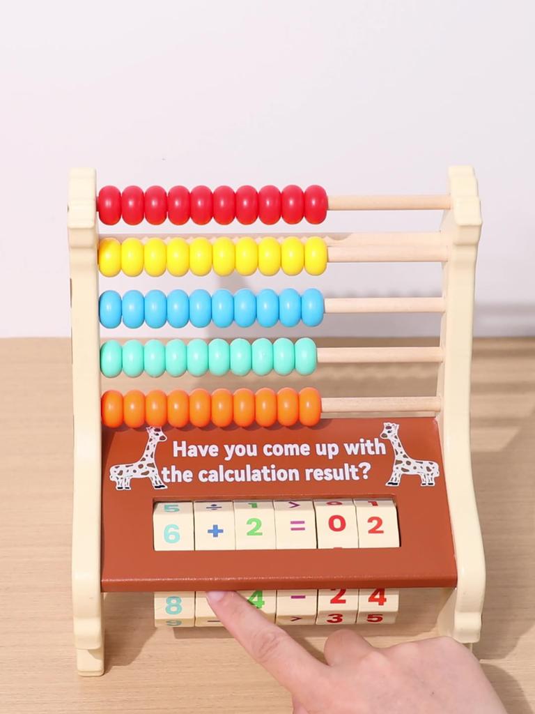 Wooden Giraffe Two In One Calculation Stand Multifunctional Educational Beaded Mathematics Early Education Toy