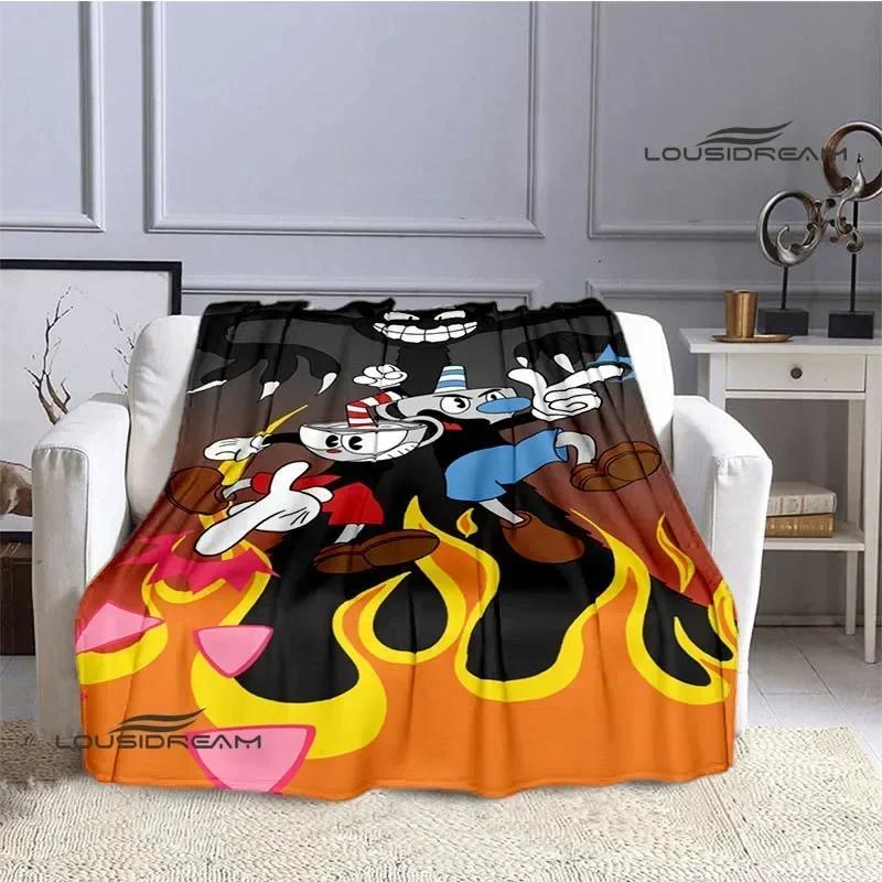 Cuphead Anime Printed Blankets Children's Warm Beautiful Blankets Flannel Soft and Comfortable Blanket Home Travel Birthday Gift