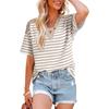Fashionable Multi-color V-neck Tie Clip Loose Casual Women's Short-sleeved Top