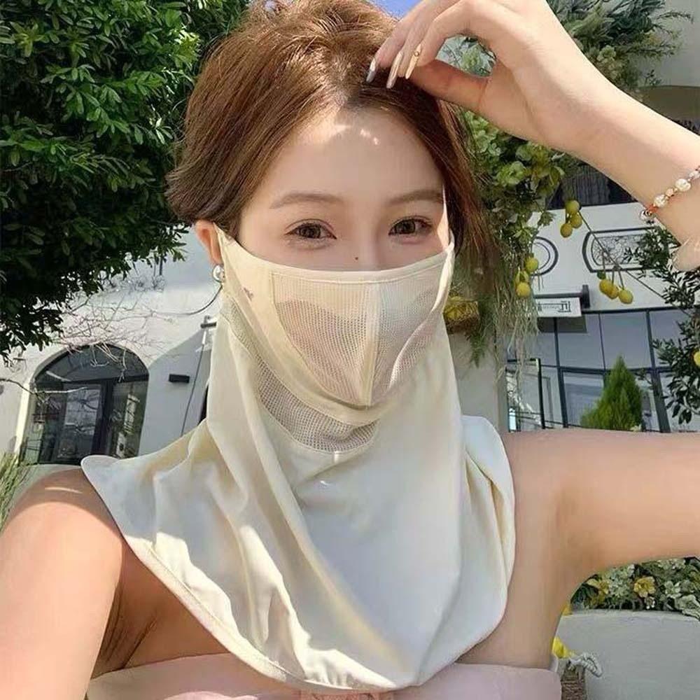 Elastic Neck Sunscreen Mask Ice Silk Breathable Sunshade Mask Face Sun Protection School