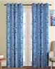 Fashion String Polyester Blossoms Eyelet Window Curtains (5 Feet, Blue) - 2 Piece, Floral | Light-Filtering