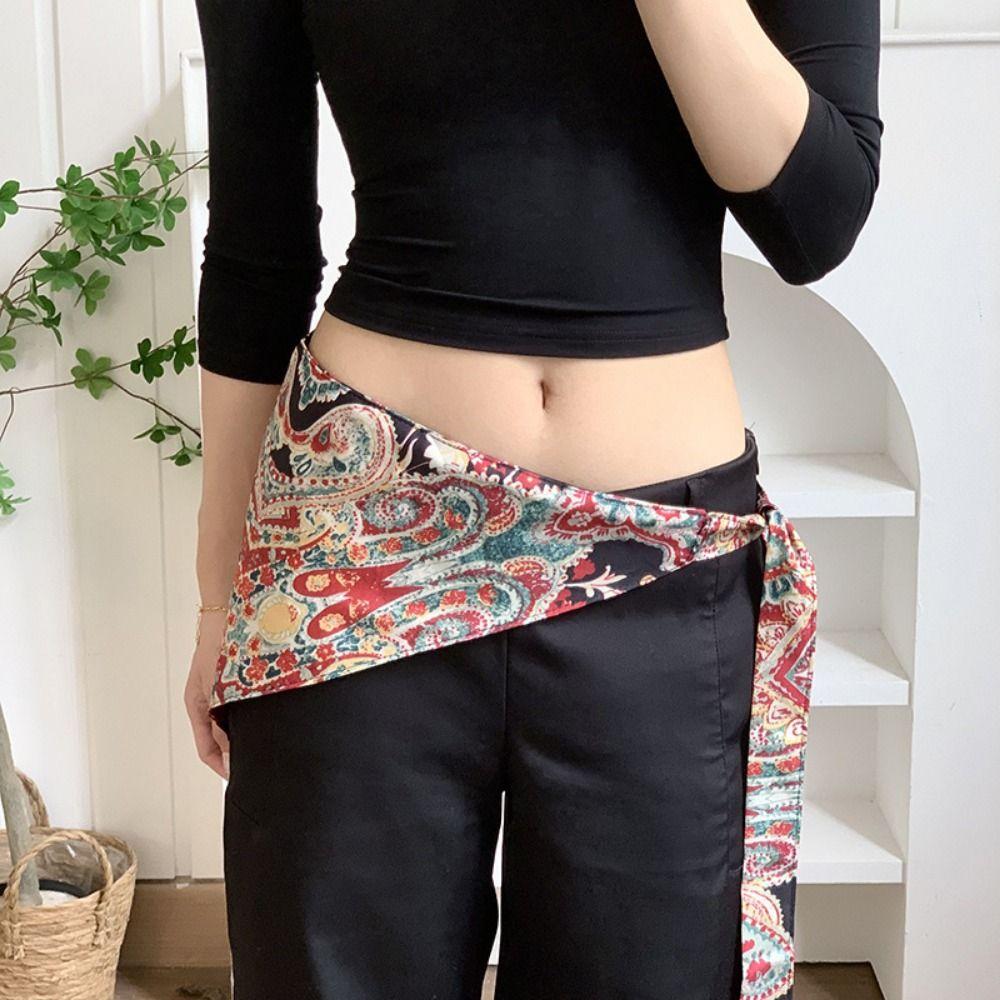 Multicolor Triangular Scarf Multi-functional Belt Fashion Cashew Flower Waist Wrap  Women