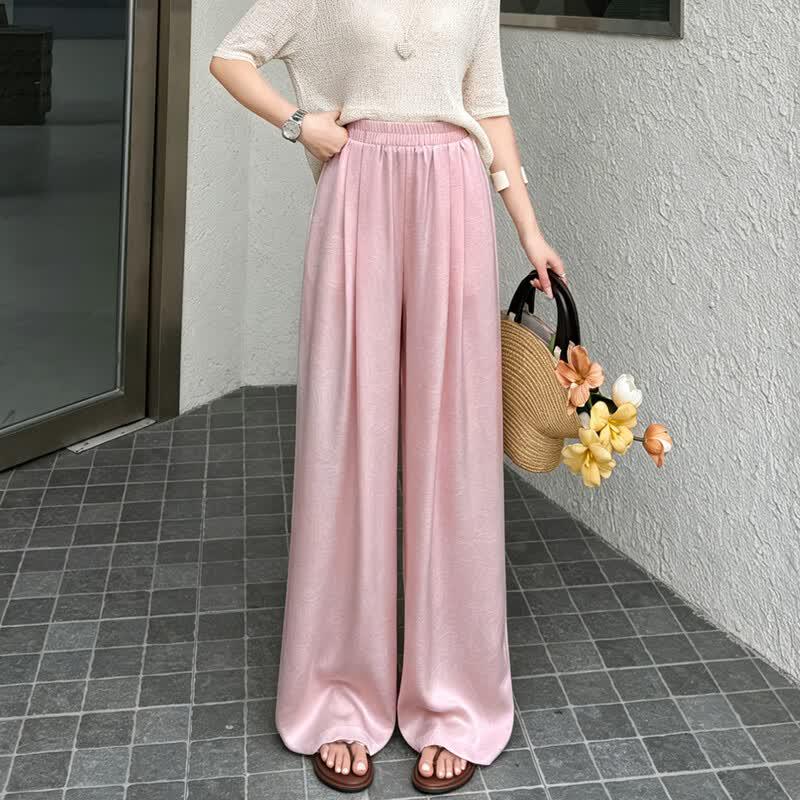 Women's High-Waisted Straight-Leg Elastic Waist Casual Pants