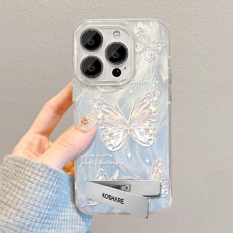 Butterfly for Apple 16Promax mobile phone case IP15 large hole IMD feather bracket Internet celebrity 16 violent laser