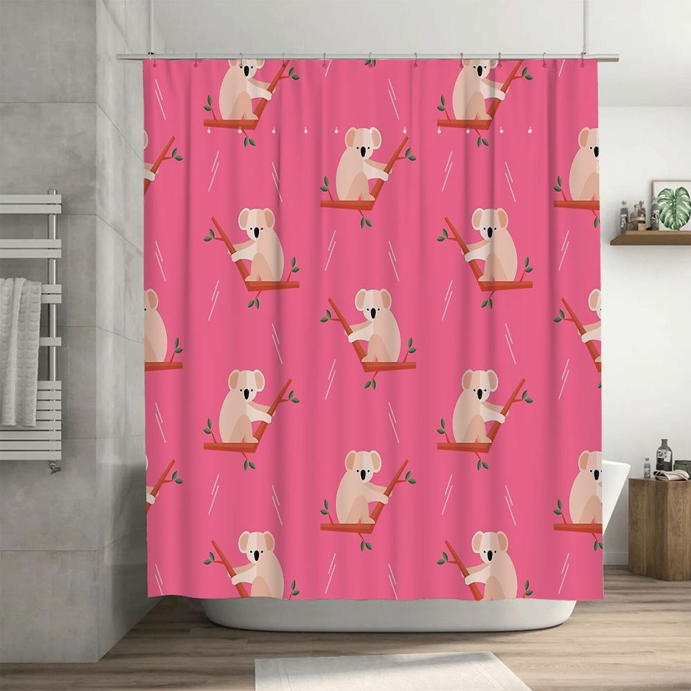 Cute Koala Shower Curtain Tropical Forest Animal Bathroom Decor Waterproof Fabric Washable Modern Vintage Home Decor