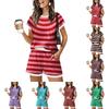 Women Casual Two Piece Set Short Sleeve Top and Shorts with Pockets Lightweight Comfortable Lounge Wear for Summer