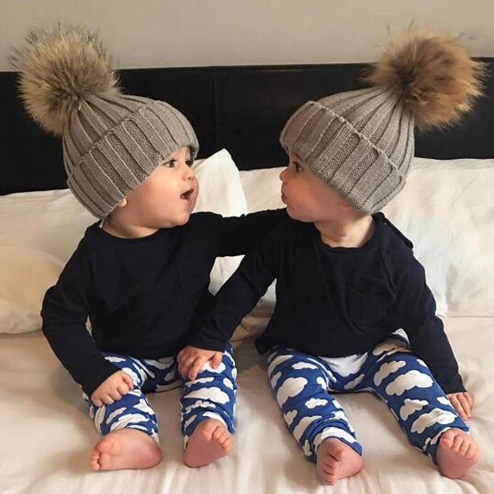 Newborn Cute Winter Kids Baby Hats Knitted Wool Hemming Hat