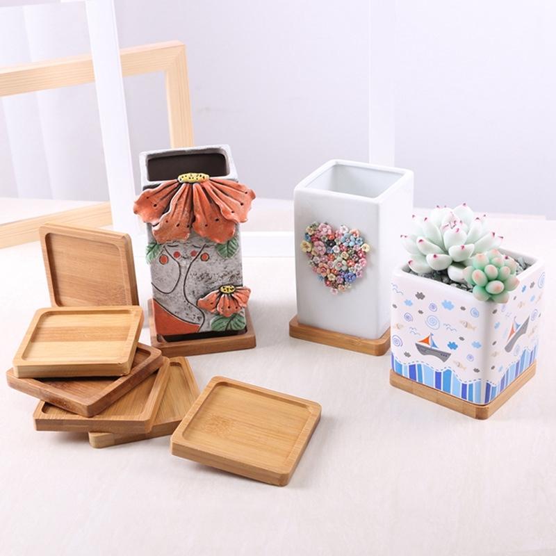 Bamboo Mini Tray Multi Style Storage Trays For Jewelry Photography Props Coaster Flower Pot Base Desktop Storage Supplies