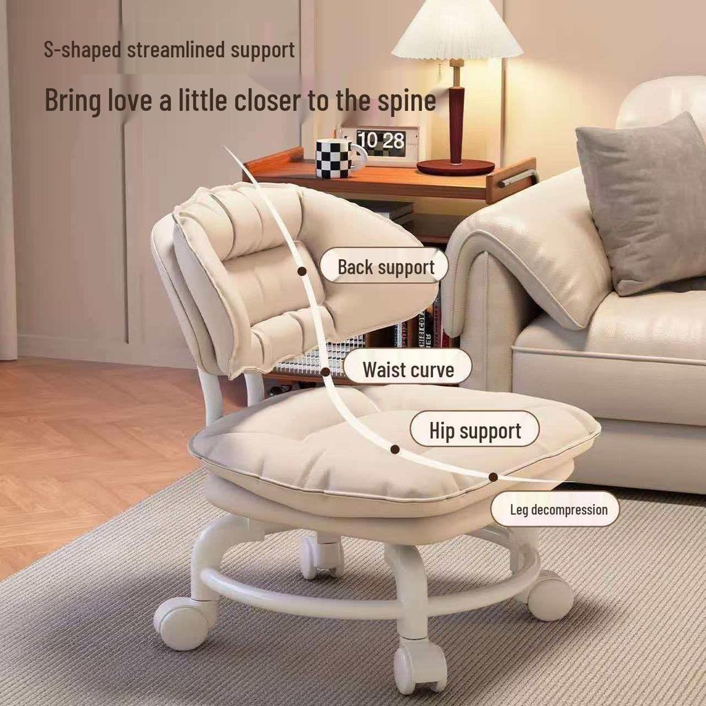 Soft Upholstered Baby Walking Stool with Silent Universal Wheels