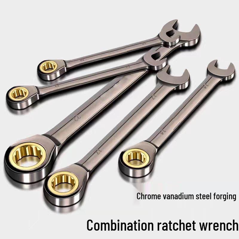 72-Tooth Dual-Head Ratchet Wrench Set - Open- and Box-End, Labor-Saving Bidirectional Tool for Auto Repair.
