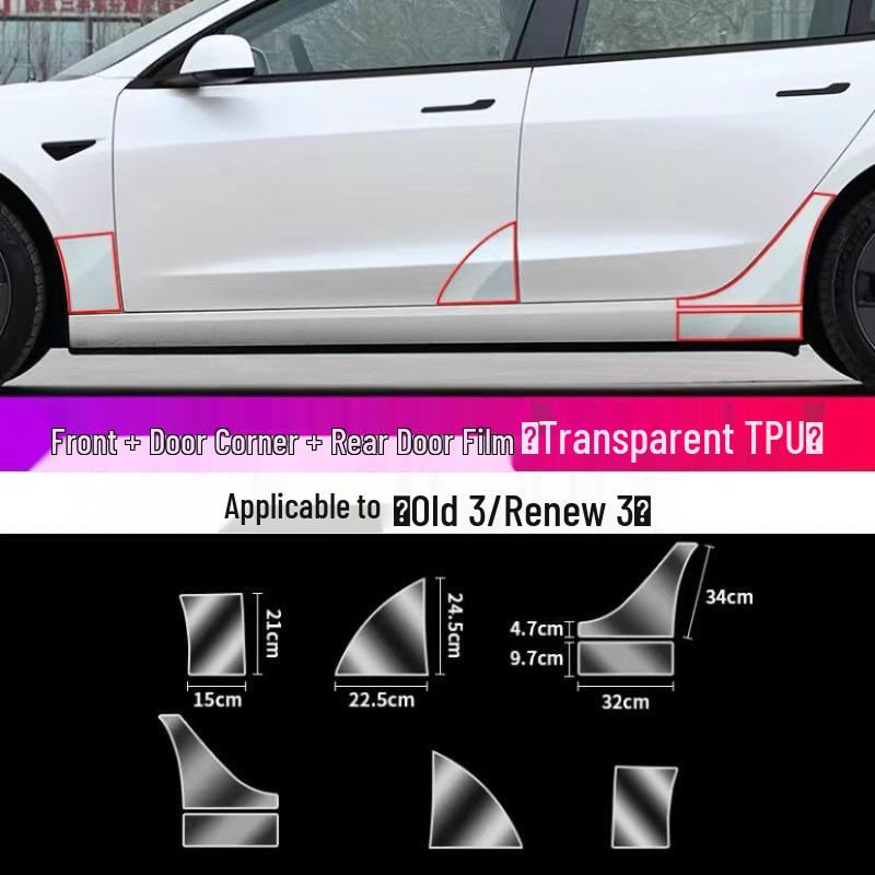 Tesla Model 3/Y Rear Door TPU Protection Film (Triangle Paint Surface)