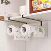 Kitchen Hanging Metal Tissue Rack Cabinet Non Perforated Roll Paper Cling Film Storage Rack Home Wall Mounted Cloth StorageRacks