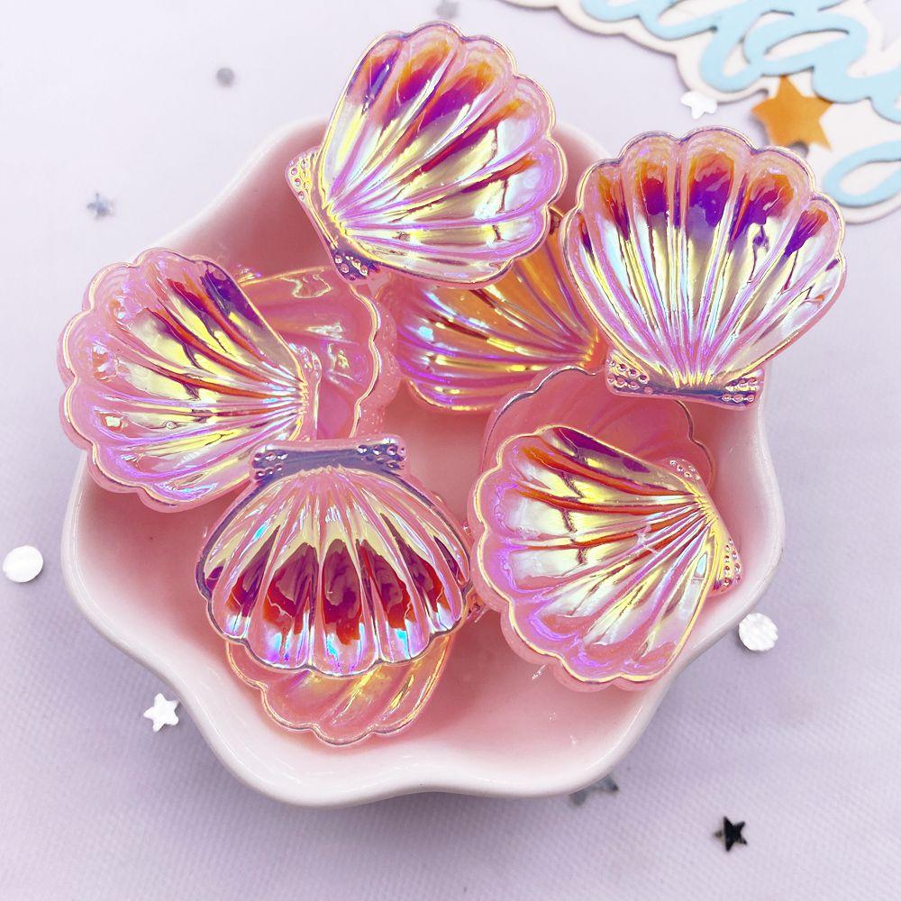 10PCS Colorful AB Resin Glitter Shells Flat Back Cabochon Stone Scrapbook DIY Bow Decor Home Figurine DIY Craft Supplies