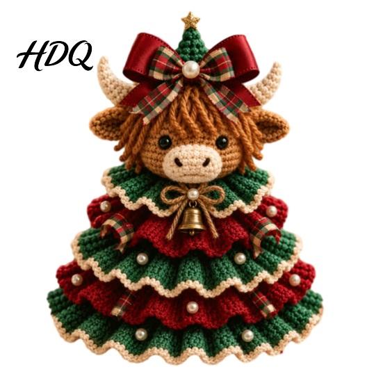 Decoración de Árbol de Navidad Hecha a Mano Kit de Ganchillo de Animales DIY Vaca de las Highlands Linda Paso a Paso Guía de Tejido Perro Salchicha Gato Kit de Manualidades para Principiantes Festivo