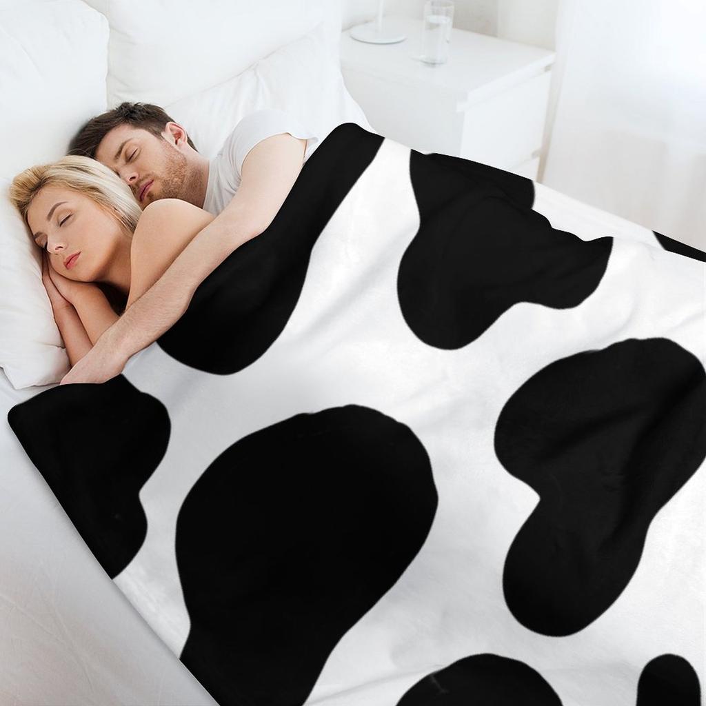 Cow Print Black and White Throw Blanket Cute For Decorative Sofa Thermal Thermals For Travel Blankets