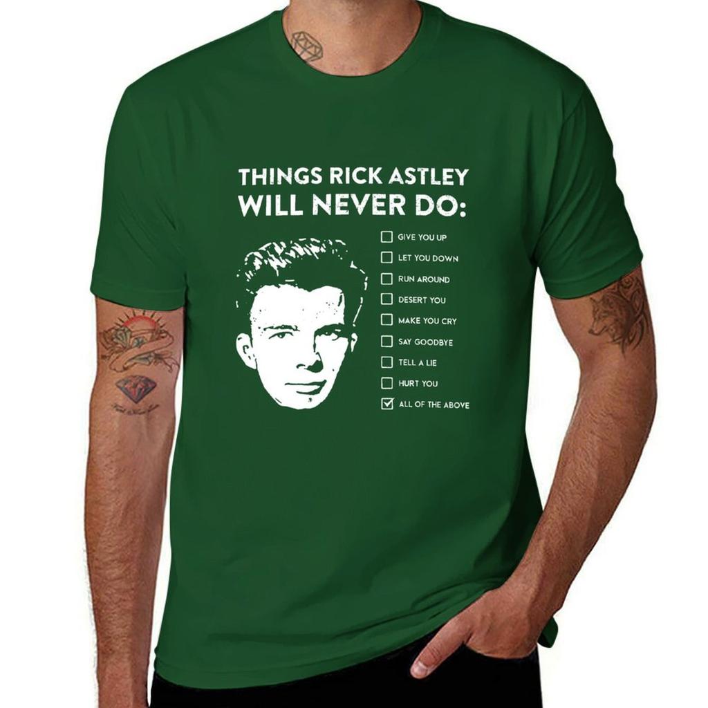 Maglietta 'Cose che Rick Astley non farà mai' abbigliamento estetico divertente top magliette da uomo in cotone