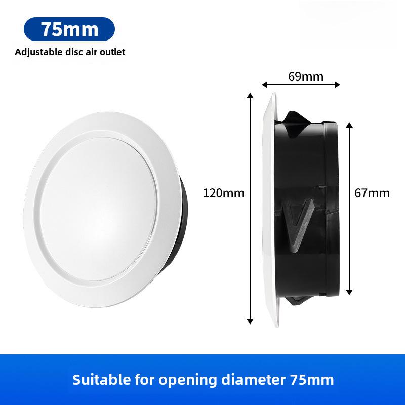 Universal Adjustable ABS Air Vent with Slanted Louvers for Indoor Ventilation and Exhaust.