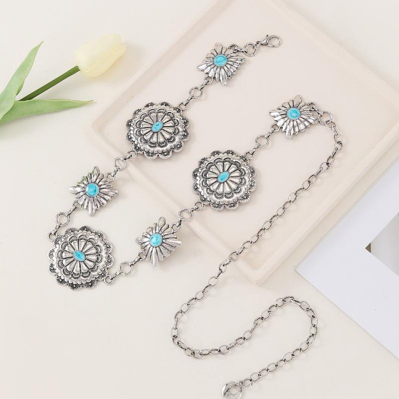 Fashionable Retro Stone-Metal Waist Chain Versatile High-En Adjustable Waist Chain for a Flattering Slimming Look