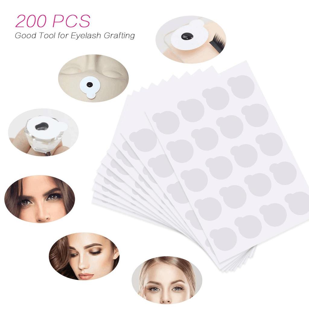 200 Pcs Eyelash Extension Adhesive Glue Pallet Sticker Pads, Disposable Waterproof Adhesive Holder Pad and 1 Pcs Eyelash Extension Jade Stone