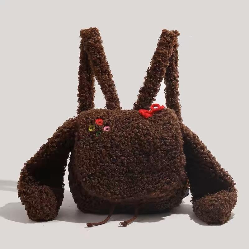 2024 New Large Capacity Puppy Backpack Plush Cute Girls Bag Women Autumn Winter Cute Cartoon Small Backpack