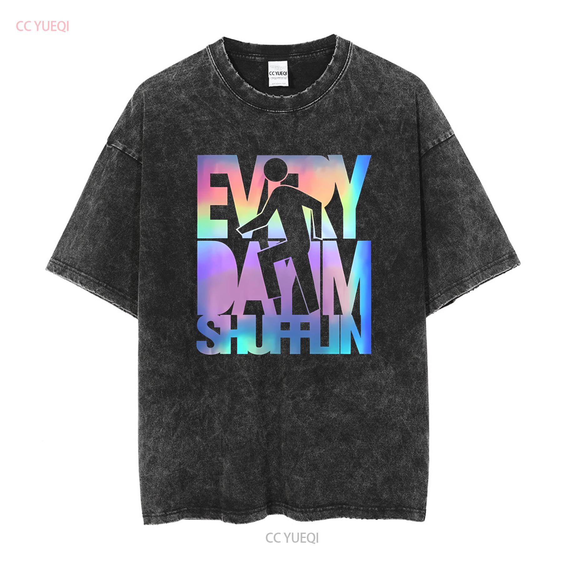 

EVERY DAY I M SHUFFLIN LMFAO party rock anthem rainbow holographic SHIRT long sleeves vintage Washed Unisex fashion Stretched L