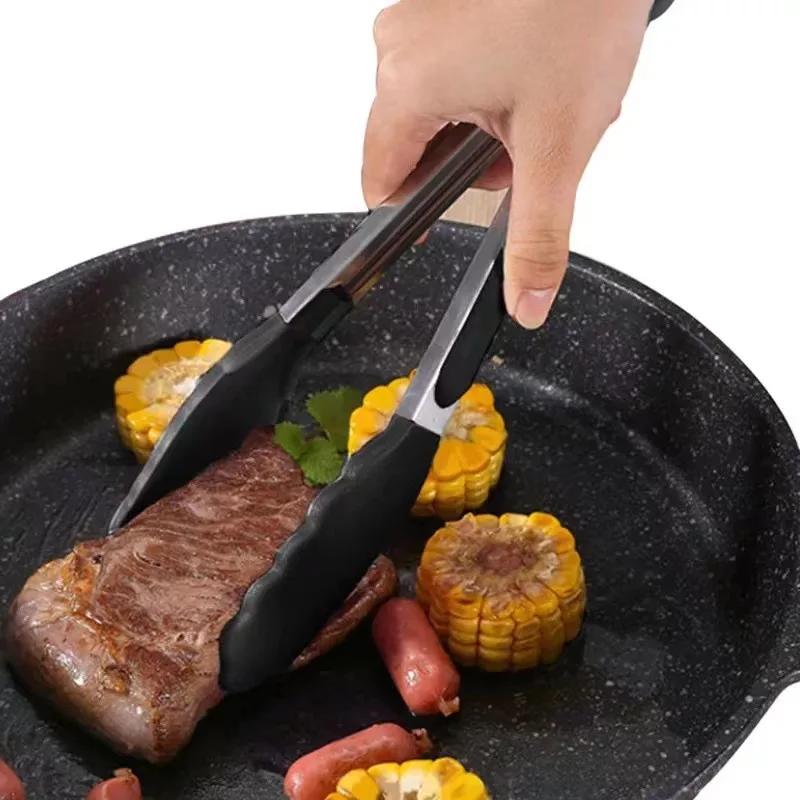 9-inch Silicone Food Tongs Grill Stainless Steel Food Grade Silicone Tip Non-slip Food Tongs BBQ Tongs Kitchen Utensils