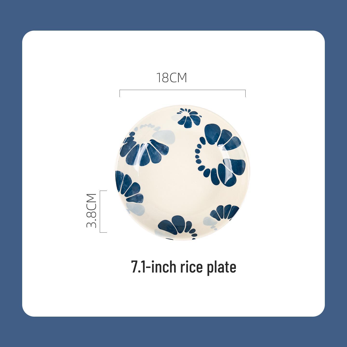 Shunxiang [Синий оттенок] Японский набор керамической посуды: Большие миски, Суповые тарелки, Тарелки с подглазурной росписью.