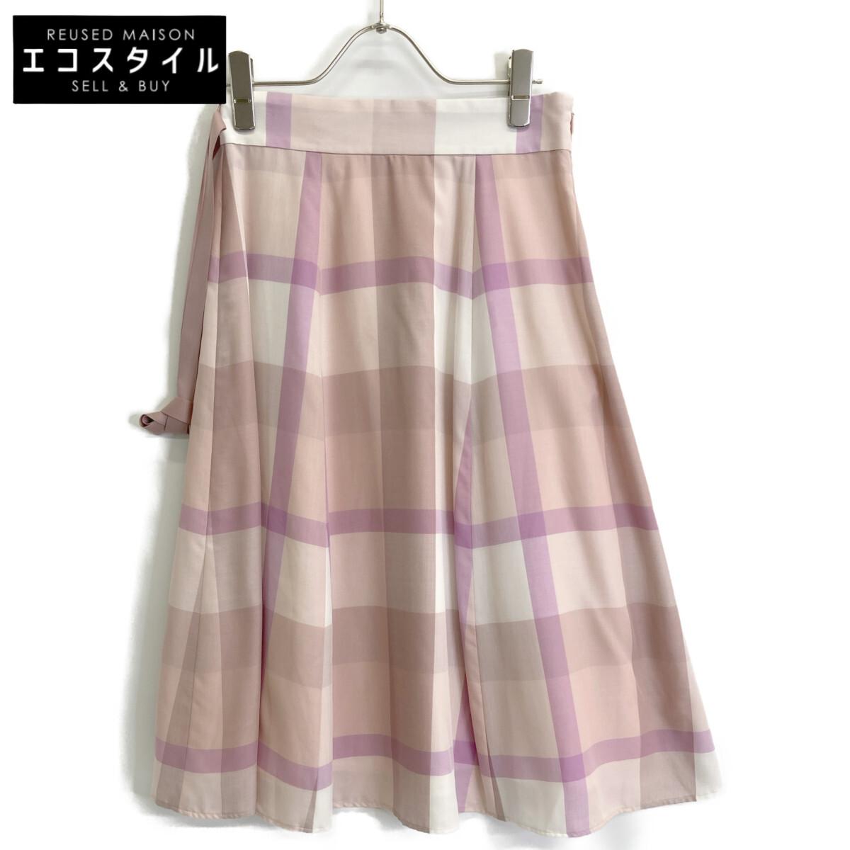 

BLUE LABEL CRESTBRIDGE 23 Pink Crestbridge Check Light Airy Twill Flared Skirt skirt 36 PinkUsed
