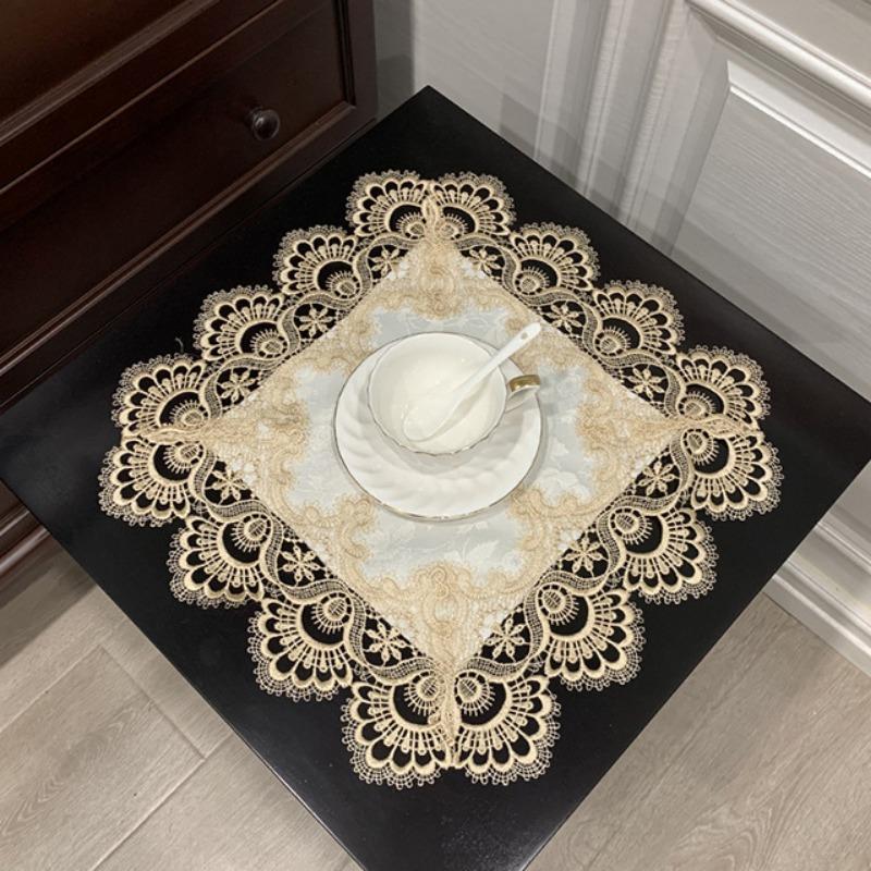 Table Cloth Napkins Table Cover Tablecloth Cup Coffee Mats Placemats Disk Pad Prop Cover Lace Corner Lamp Retro Posing Tea Towel