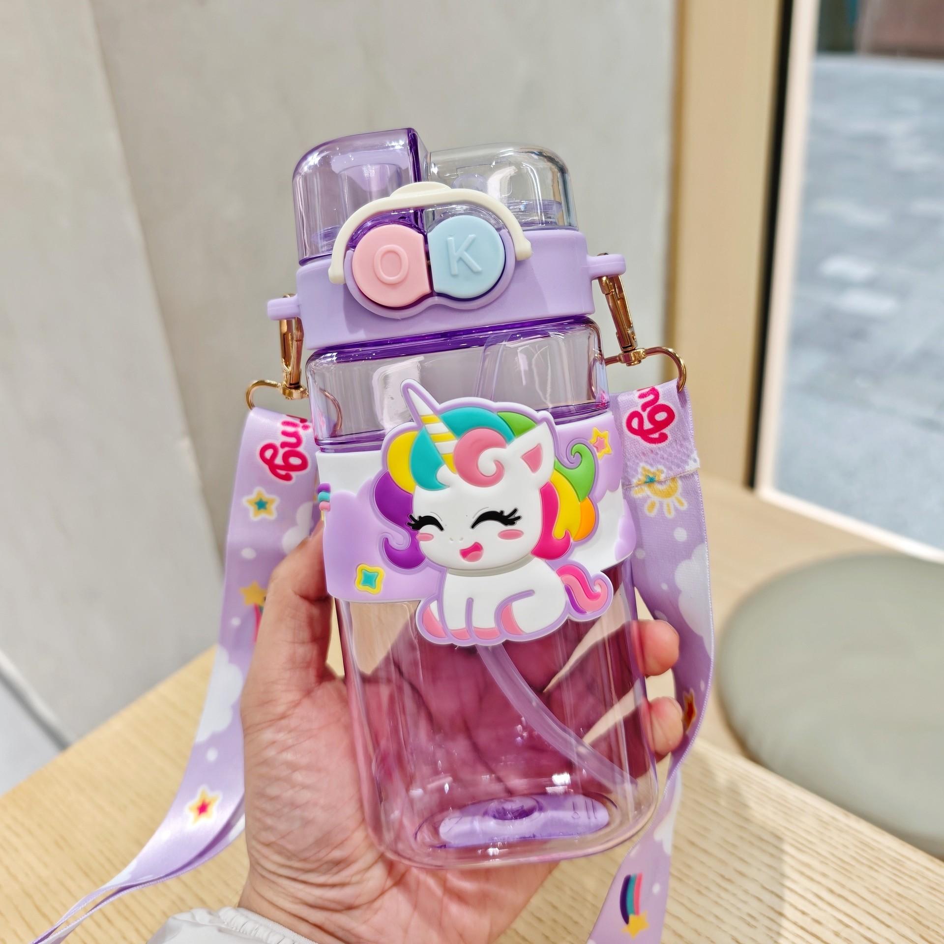 

520 мл симпатичная бутылка для воды с трубочкой для детей, школьников, девочек, без BPA, для мальчиков, для спорта и отдыха на природе 500-1000ml